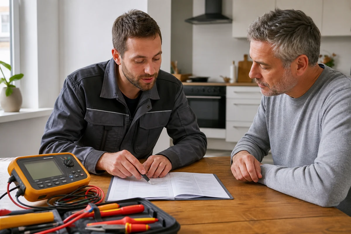 Fachkraft für Elektroservice bei der Arbeit